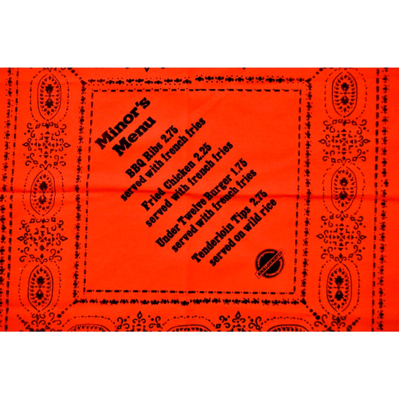 1970s Menu Print Bandana Cloth Napkin AMALGAMATED EATING & Drinking Restaurant - Picture 2 of 4